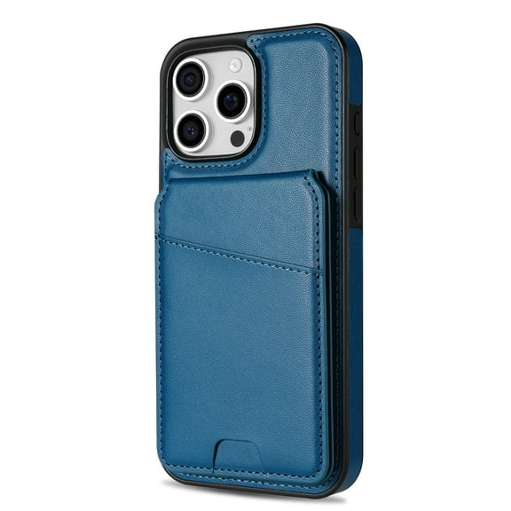 Compatible With iPhone 16 Pro Max Phone Case,Back Magnetic Detachable Flip Wallet,Compatible With Magsafe,With Kickstand,Card Slots,PU Leather Shockproof Rugged Phone Case Cover,Blue