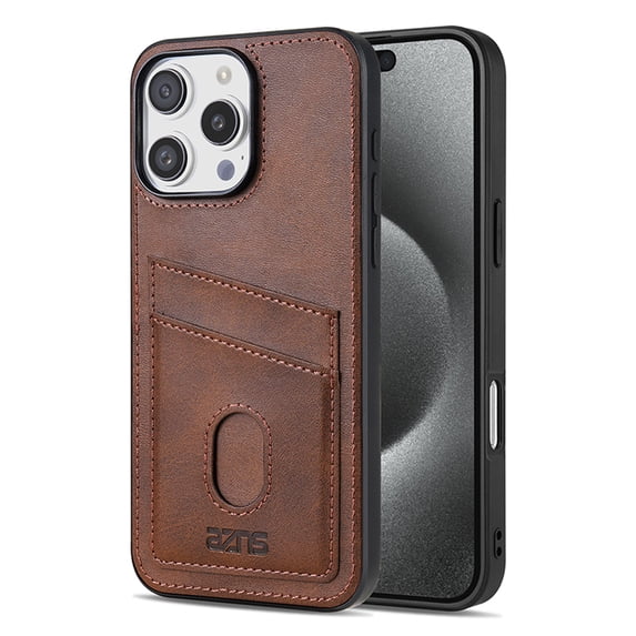 Compatible with iPhone 16 Pro Max Thin and Light Case, Classic PU Leather Credit Card Slot Holder Wallet Shockproof Protective Anti-drop Cover Business Phone Case for iPhone 16 Pro Max, Brown