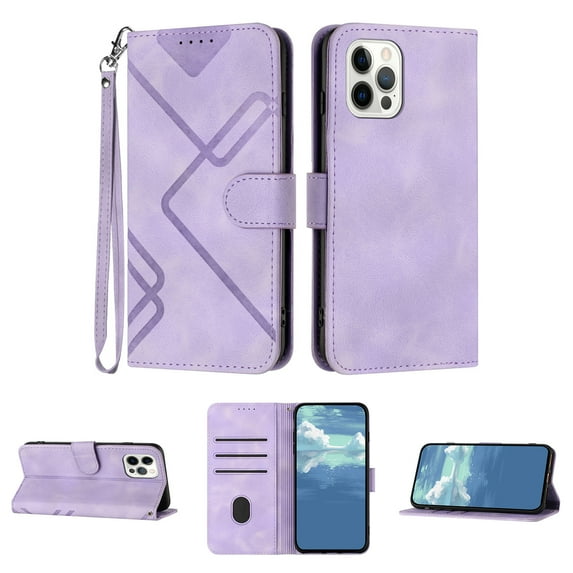 Compatible with iPhone 16 Pro Max Vintage Wallet Case, with Wrist Strap PU Leather Flip Card Slots Holder Kickstand Magnetic Closure Phone Case Cover for iPhone 16 Pro Max for Women Men, Purple