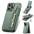 thumbnail image 1 of Compatible with iPhone 16 Pro Max Wallet Case with Card Holder, Premium PU Leather Kickstand Zipper Slot Case, Magnetic Clasp and Durable Shockproof Cover For iPhone 16 Pro Max,Green, 1 of 8