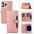 thumbnail image 1 of Compatible with iPhone 16 Pro Max Wallet Case,RFID Blocking PU Leather Folio Magnetic Closure Protective Cover with Wrist Strap Outer Slide Credit Card Holder Kickstand Men Women,Rosegold, 1 of 11