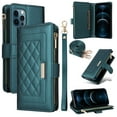 thumbnail image 1 of Compatible with iPhone 16 Pro Max case Wallet Crossbody & Wrist Strap with Card Holder Phone case RFID Blocking PU Leather Magnetic Closure Flip Stand Zipper Purse Shockproof Cover,Darkgreen, 1 of 11