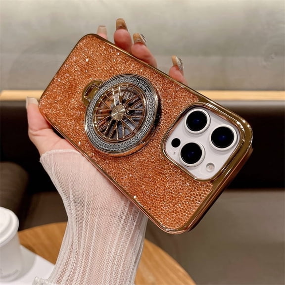 Compatible with iPhone 16 Pro Max diamond-encrusted phone case, 15 rotating gyroscope stand, iPhone 14 magnetic phone case, 11, 13 full-coverage phone case, 12.