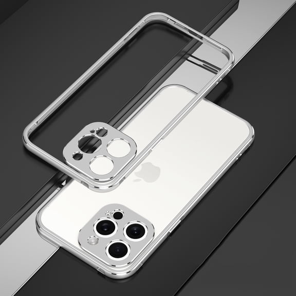 Compatible with iPhone 16 Pro Metal Frame + Metal Camera Cover, Anti-drop Anti-fall Shockproof Heat Dissipation Luxury Aluminum Alloy, No Back, for iPhone 16 Pro, Silver