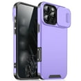 thumbnail image 1 of Compatible with iPhone 16 Pro Phone Case, Camera Protection Cover with Slide Lens Cover,[Military Grade Drop Protection] Slim Shockproof Anti-fall Anti-scratch Non-slip Phone Case,Purple, 1 of 9