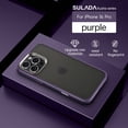 thumbnail image 1 of Compatible With iPhone 16 Pro Phone Case,Frosted Translucent,Metal Button Design,Shockproof Rugged Drop-proof Anti-fall Ultra Slim Thin Fit Phone Case Cover For iPhone 16 Pro,Darkpurple, 1 of 7
