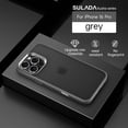 thumbnail image 1 of Compatible With iPhone 16 Pro Phone Case,Frosted Translucent,Metal Button Design,Shockproof Rugged Drop-proof Anti-fall Ultra Slim Thin Fit Phone Case Cover For iPhone 16 Pro,Gray, 1 of 7