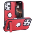 thumbnail image 1 of Compatible With iPhone 16 Pro Phone Case,With Retractable Invisible Kickstand,Logo View Designing,PU Leather Shockproof Rugged Anti-fall Heavy Duty Thin Fit Phone Case Cover,Red, 1 of 8