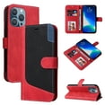 thumbnail image 1 of Compatible with iPhone 16 Pro Wallet Case, Classic Business Wristlet Shockproof Protective for Men Women PU Leather Card Slots Kickstand Phone Case Cover for iPhone 16 Pro, Red, 1 of 11