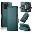 thumbnail image 1 of Compatible with iPhone 16 Pro Wallet Case, Classic PU Leather Flip Folio Case with Card Holders Kickstand [Shockproof TPU Inner Shell] Phone Cover for iPhone 16 Pro, Darkgreen, 1 of 7