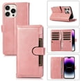 thumbnail image 1 of Compatible with iPhone 16 Pro Wallet Case with Credit Card Holder, Flip Folio Book PU Leather Vintage Phone Case Shockproof Multifunctional Cover Women Men for iPhone 16 Pro, Rosegold, 1 of 7