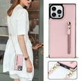 thumbnail image 1 of Compatible for iPhone 16 Pro Wallet Case with Crossbody Shoulder Strap Card Slots Holder Cover, Zipper PU Leather Magnetic Kickstand Shockproof Protective Phone Case, Pink, 1 of 13