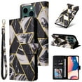 thumbnail image 1 of Compatible with iPhone 16 Pro Wallet Case, Marble Pattern PU Leather Flip Cover with Card Holder Kickstand, Shockproof Protective Phone Case for iPhone 16 Pro, Black, 1 of 6