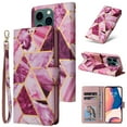 thumbnail image 1 of Compatible with iPhone 16 Pro Wallet Case, Marble Pattern PU Leather Flip Cover with Card Holder Kickstand, Shockproof Protective Phone Case for iPhone 16 Pro, Purple, 1 of 11