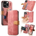 thumbnail image 1 of Compatible with iPhone 16 Pro Wallet Case with RFID Blocking Card Holder Fashion PU Leather Contractible Wrist Kickstand Shockproof Anti-fall Flip Phone Case Cover For iPhone 16 Pro,Pink, 1 of 13