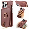 thumbnail image 1 of Compatible for iPhone 16 Pro Wallet Case with RFID Blocking, Zipper PU Leather Purse Case Ring Holder Stand with Card Holder, Shockproof Protection Magnetic Car Mount Phone Cover - Purple, 1 of 10