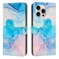 thumbnail image 1 of Compatible for iPhone 16 Pro Wallet Case for Women Girls, Marble Pattern PU Leather Flip Cover with Card Holder Kickstand Strap, Shockproof Protective Phone Case for iPhone 16 Pro, Green, 1 of 10