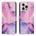 thumbnail image 1 of Compatible for iPhone 16 Pro Wallet Case for Women Girls, Marble Pattern PU Leather Flip Cover with Card Holder Kickstand Strap, Shockproof Protective Phone Case for iPhone 16 Pro, Purple, 1 of 10
