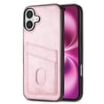 thumbnail image 1 of Compatible with iPhone 16 Thin and Light Case, Classic PU Leather Credit Card Slot Holder Wallet Shockproof Protective Anti-drop Cover Business Phone Case for iPhone 16, Pink, 1 of 8