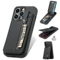 thumbnail image 1 of Compatible with iPhone 16 Wallet Case with Card Holder, Premium PU Leather Kickstand Zipper Slot Case, Magnetic Clasp and Durable Shockproof Cover For iPhone 16,Black, 1 of 9