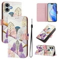 thumbnail image 1 of Compatible for iPhone 16 Wallet Case, Painting Pattern Premium PU Leather [Credit Card Holder] [Wrist Strap] Flip Stand Feature Purse Case Full Protective Pattern Phone Cover, Landscaping, 1 of 17