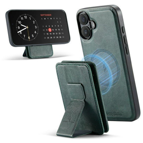 Compatible for iPhone 16 Wallet Case,[Support MagSafe Wireless Charging] Back Flip Magnetic Leather Phone Cover with Detachable RFID Blocking Card Holder For iPhone 16,Green