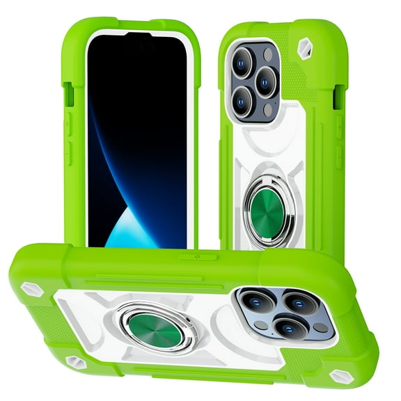 Compatible with iPhone 16e Case, with 360° Rotate Ring Stand, Military Grade Drop Protection Full Body Rugged Heavy Duty Case 3 in 1 Protective Cover for iPhone 16e, Green