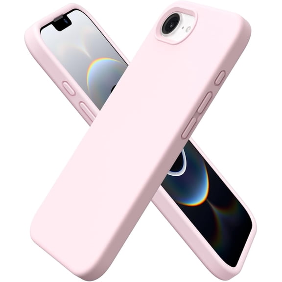 Compatible with iPhone 16e Case 6.1"(2025), Liquid Silicone 3 Layers Full Covered Soft Gel Rubber Phone Case,Shockproof Protective Cover with Anti-Scratch Microfiber Lining-Chalk Pink