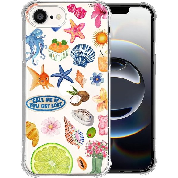 Compatible with iPhone 16e Case, Clear Four Corner Shockproof Airbags, Ultra-Thin Anti-Slip Design Military-Grade Protection Case - Sea Jellyfish Lemon