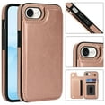 thumbnail image 1 of Compatible with iPhone 16e Case, with PU Leather Credit Card Holder Magnetic Back Stand Cell Accessories Flip Purse Slim Design Phone Cover for iPhone 16e Women Men, Rosegold, 1 of 11