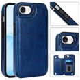 thumbnail image 1 of Compatible with iPhone 16e Case, with PU Leather Credit Card Holder Magnetic Back Stand Cell Accessories Flip Purse Slim Design Phone Cover for iPhone 16e Women Men, Darkblue, 1 of 11