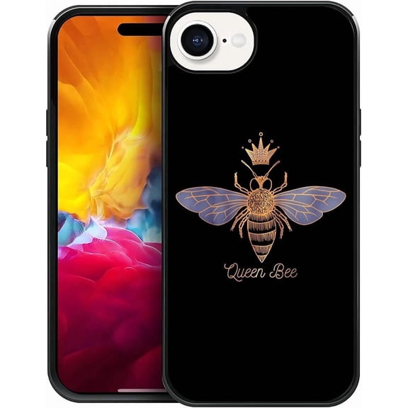 Compatible with iPhone 16e Case, Pattern Design Hard PC Back Cover Non-Slip Shock Absorption Soft TPU Protective Case for iPhone 16e 6.1inch-Queen Bee