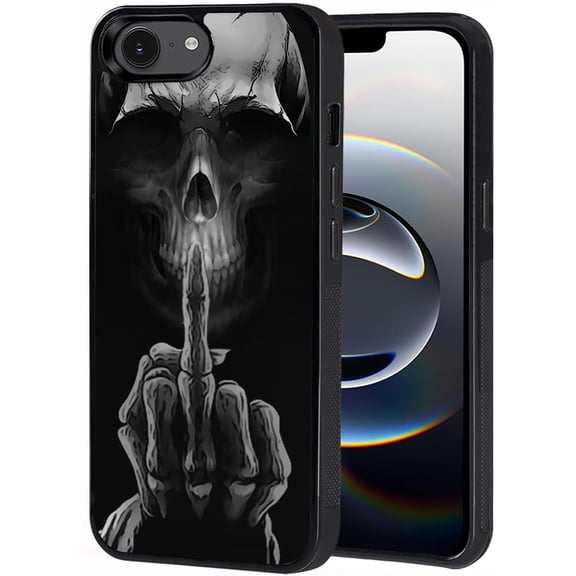 Compatible with iPhone 16e Case, Slim Impact Resistant Shock-Absorption Rubber Phone Protective Case Cover for iPhone 16e 2025 6.1", Funny Skeleton Skull