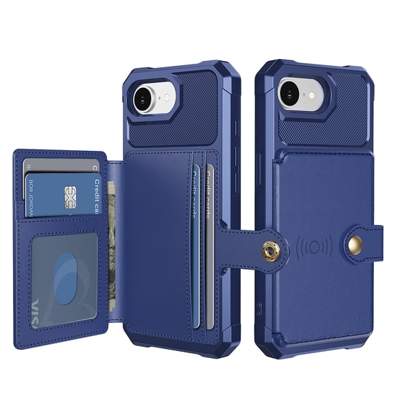Compatible with iPhone 16e Case Wallet with Credit Card Holder, Back Flip Premium PU Leather Magnetic Clasp Kickstand Heavy Duty Protective Cover for iPhone 16e,Darkblue