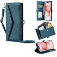 thumbnail image 1 of Compatible with iPhone 16e Crossbody Wallet Case with Card Holder,Women Men RFID Blocking PU Leather Flip Cover Wrist Strap Card Slots Cash Pocket ,Phone Case for iPhone 16e,Green, 1 of 9