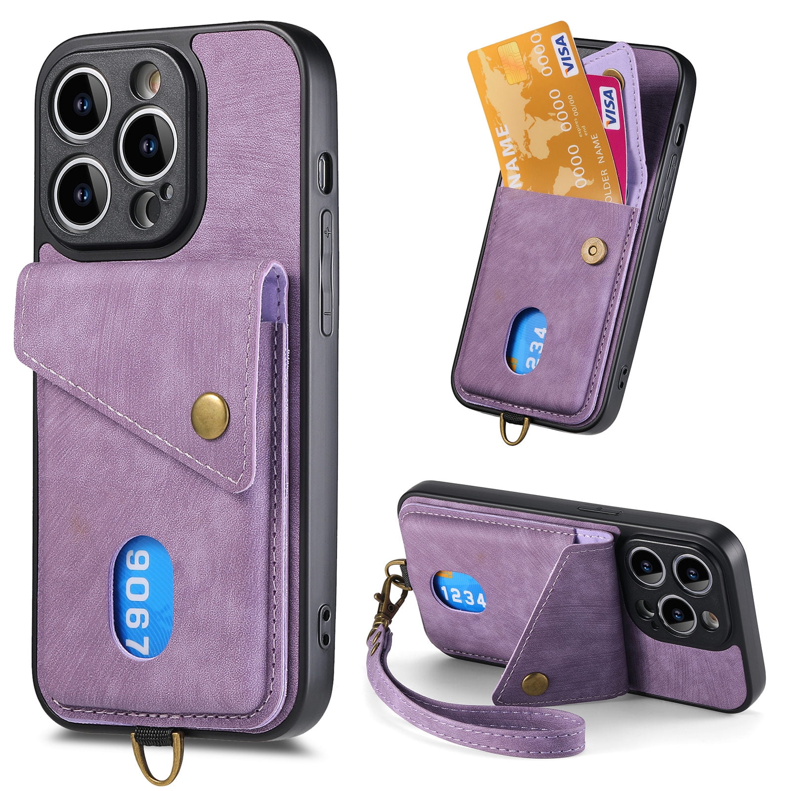 Compatible with iPhone 16e PU Leather Back + TPU Frame Case, Card Slot ...