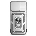 thumbnail image 1 of Compatible WIth iPhone 16e Phone Case,Magnetic Rotatable Ring Holder Kickstand,With Sliding Camera Cover,Heavy Duty Shockproof Protective Anti-fall Rugged Phone Case Cover,Silver, 1 of 7