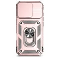 thumbnail image 1 of Compatible WIth iPhone 16e Phone Case,Magnetic Rotatable Ring Holder Kickstand,With Sliding Camera Cover,Heavy Duty Shockproof Protective Anti-fall Rugged Phone Case Cover,Rosegold, 1 of 7
