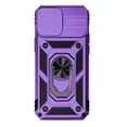 thumbnail image 1 of Compatible WIth iPhone 16e Phone Case,Magnetic Rotatable Ring Holder Kickstand,With Sliding Camera Cover,Heavy Duty Shockproof Protective Anti-fall Rugged Phone Case Cover,Purple, 1 of 9
