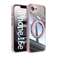 thumbnail image 1 of Compatible for iPhone 16e Phone Case with Stand, Rotatable Ring Holder Kickstand Rugged Shockproof Protective Cover Case with Camera Lens Protector for iPhone 16e, Pink, 1 of 6
