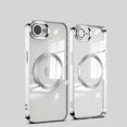 thumbnail image 1 of Compatible With iPhone 16e Transparent Phone Case,With Lens Film,Support MafSafe,Shockproof Anti-fall Rugged Anti-Scratches Luxury Electroplated Ultra Slim Phone Case,Silver, 1 of 7