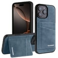 thumbnail image 1 of Compatible with iPhone 16e Wallet Case, PU Leather Kickstand Card Slots Case, Classic Business Durable Shockproof Protective Phone Cover for iPhone 16e, RFID Blocking, Blue, 1 of 8