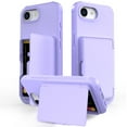thumbnail image 1 of Compatible with iPhone 16e Wallet Phone Case,Back Flip Kickstand,With Card Holder(Store 4-5 Cards and Folded Money),Built-in Mirror,Heavy Duty Shockproof Anti-Scratch Phone Case,Purple, 1 of 7