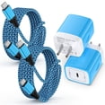 thumbnail image 1 of Compatible with iPhone 17 16 15 Charger Block, KIGPOZI 2-Pack 20W USB C Charger Fast Charging Block with 10ft Type C Cable USB C to C Charging Cords, Wall Charger Type C Charger USB C Block[Blue], 1 of 9
