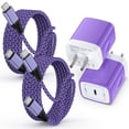 thumbnail image 1 of Compatible with iPhone 17 16 15 Charger Block, KIGPOZI 2-Pack 20W USB C Charger Fast Charging Block with 10ft Type C Cable USB C to C Charging Cords, Wall Charger Type C Charger USB C Block[Purple], 1 of 9