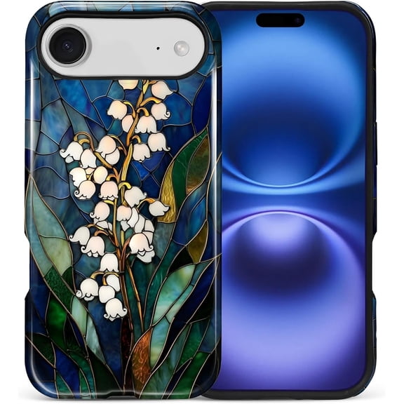 Compatible with iPhone 17 Air Case, Dual-Layer Protection, Hard Shell with Silicone Interior, Slim Scratch Resistant Shockproof for Woman Men Lily Wildflower Birth Flower