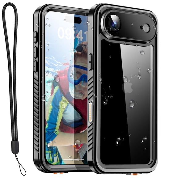 Compatible with iPhone 17 Air Case Waterproof, Clear Water Proof Built-in Screen Protector Shockproof Dustproof Snowproof Full Body Rugged Underwater Phone Case with Lanyard For iPhone Air