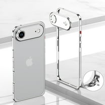 Compatible with iPhone 17 Air Metal Bumper Phone Case,Slim Fit No Back Design Excellent Heat Dissipation,With Lens Protector,Shockproof Anti-fall Ultra Slim Rugged Frame Case,Silver