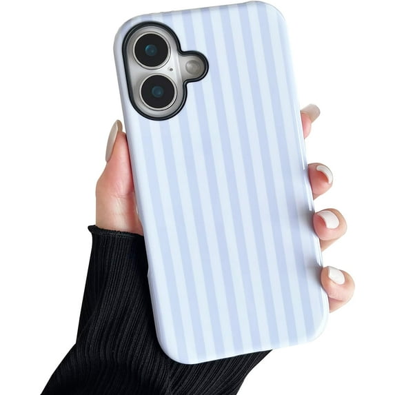 Compatible with iPhone 17 Case, Cute Fashion Aesthetic Striped Phone Case for Women, Shockproof Soft TPU and Hard PC Protective Phone Cover for iPhone 17 6.3"- White