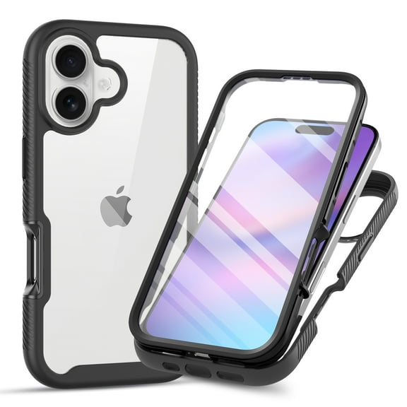 Compatible with iPhone 17 Case, Dustproof Shockproof Case with Built-in Screen Protector, Bumper Frame Heavy Duty Full Body Protective Cover for iPhone 17, Black